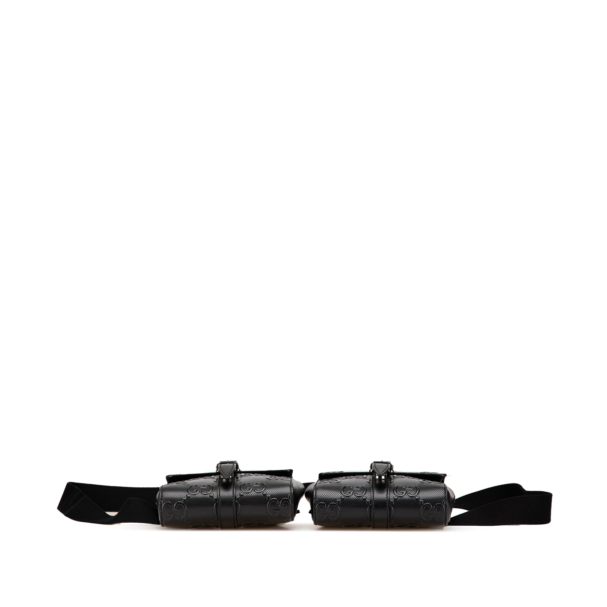 Gucci | Pre-Owned GG Embossed Perforated Double Belt Bag | Black