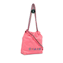 Chanel | Pre-Owned Mini Shiny Calfskin Rainbow Hardware 22 Handbag | Pink