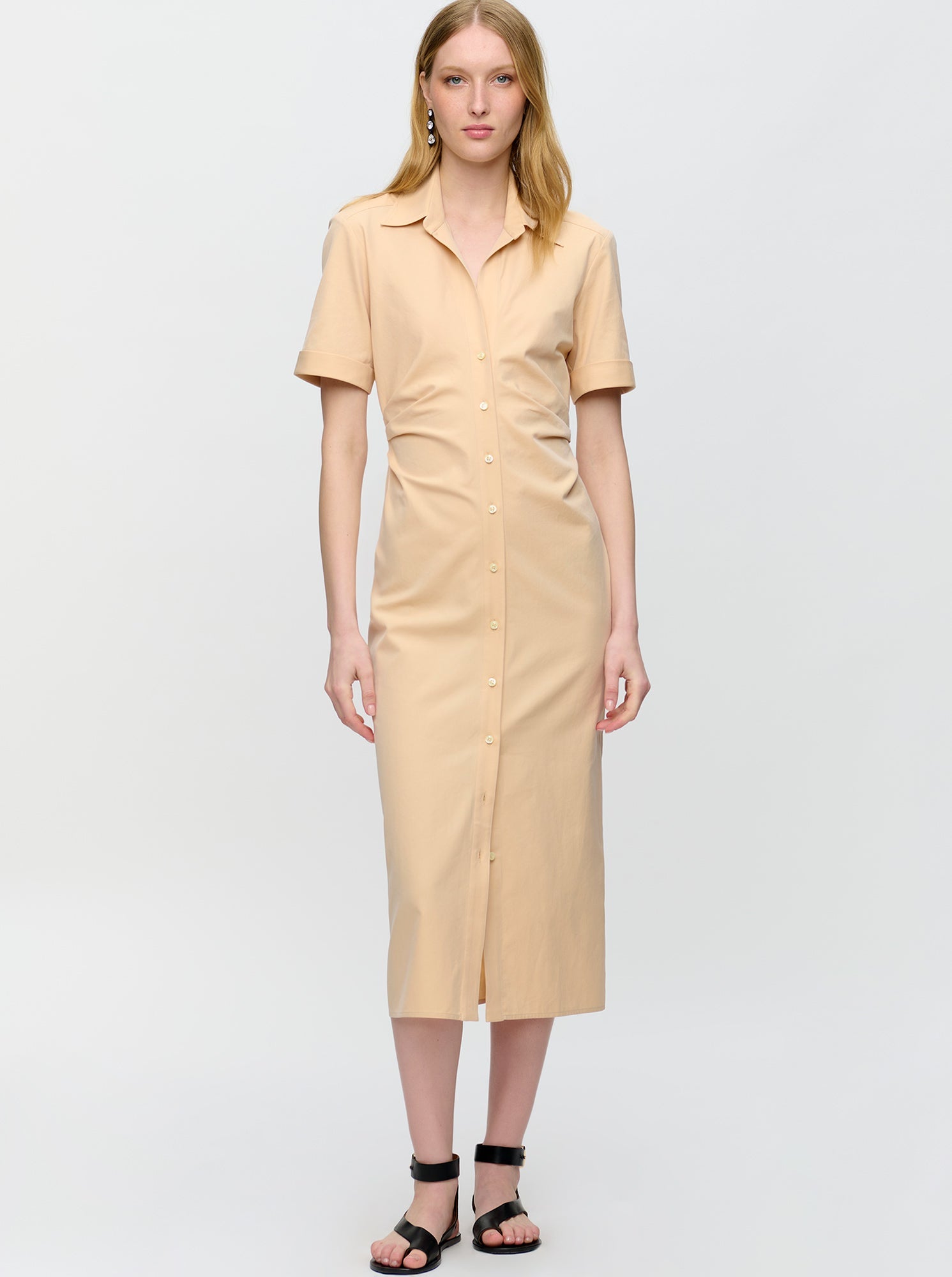 Lou Fitted Shirt Dress | Apricot
