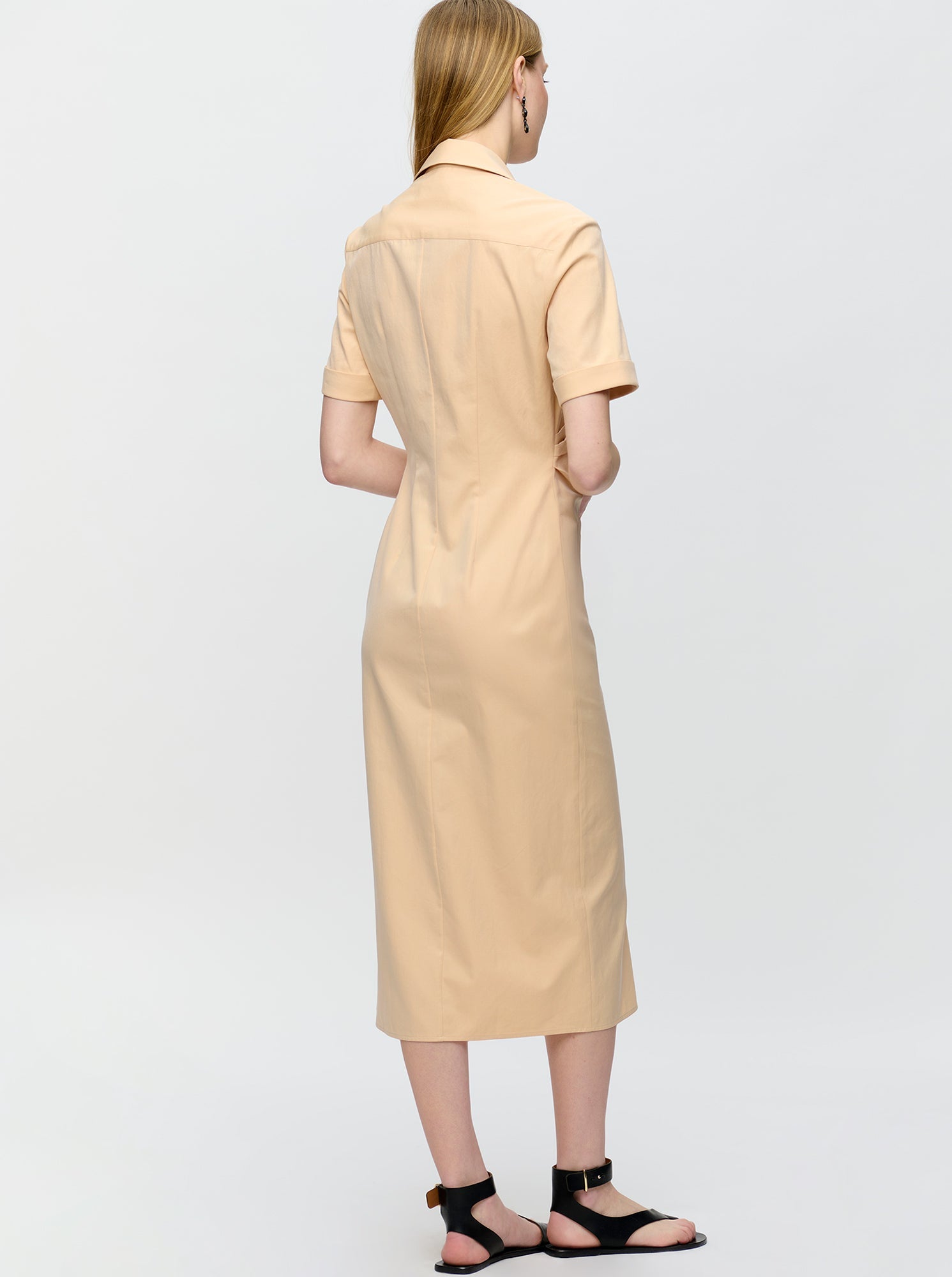 Lou Fitted Shirt Dress | Apricot