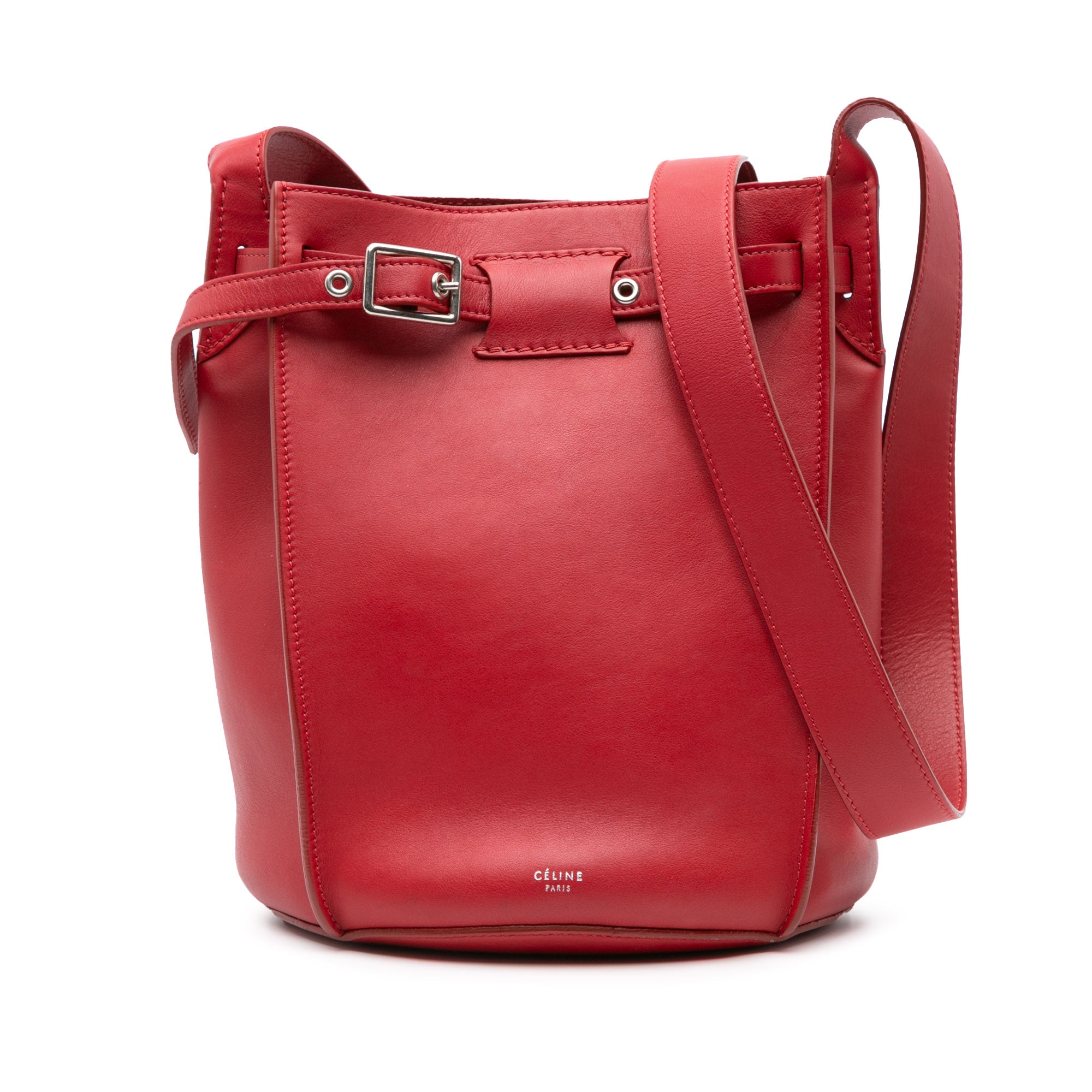 Celine | Pre-Owned Leather Big Bag Bucket Crossbody - II | Red