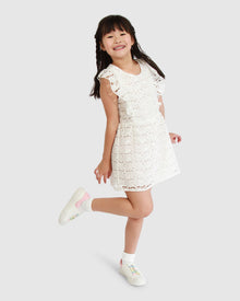 Kids | Love Story Crossover Back Lace Dress | White
