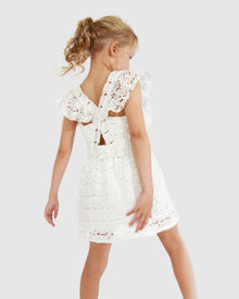 Kids | Love Story Crossover Back Lace Dress | White