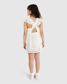 Kids | Love Story Crossover Back Lace Dress | White