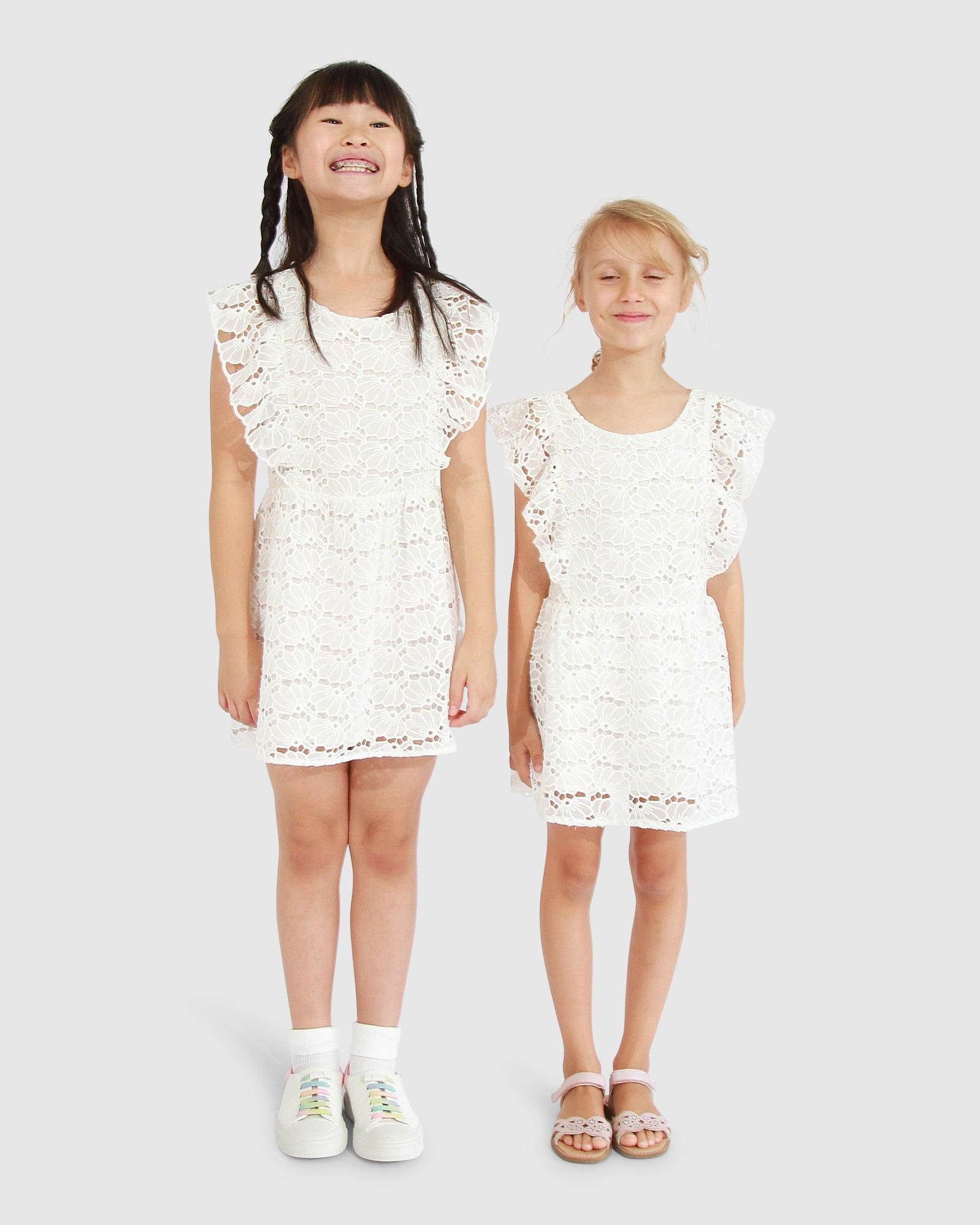 Kids | Love Story Crossover Back Lace Dress | White