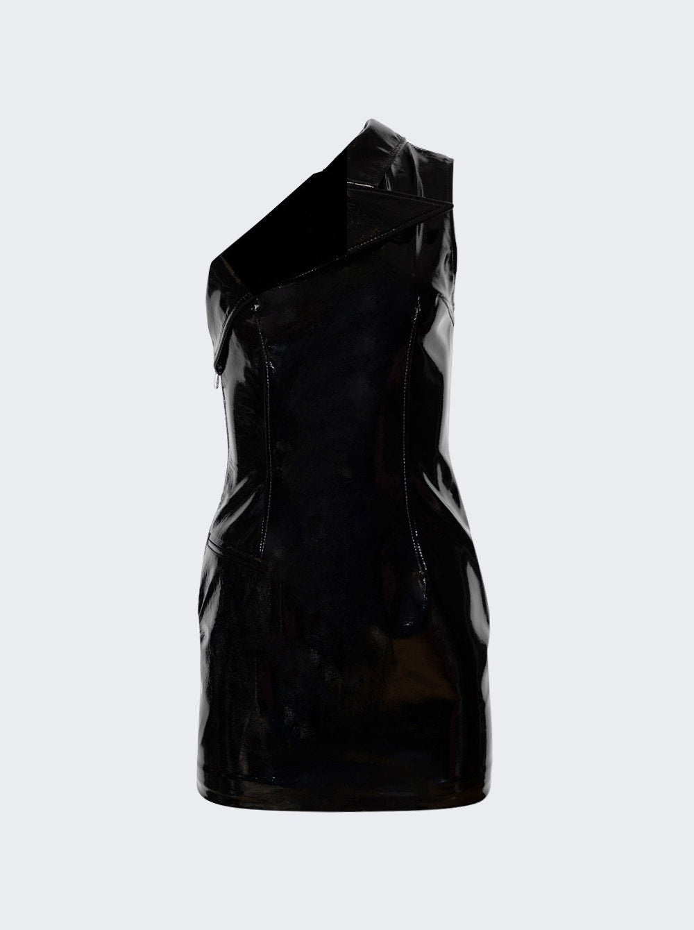 Women | LaQuan Smith | One Shoulder Collared Mini Dress | Black