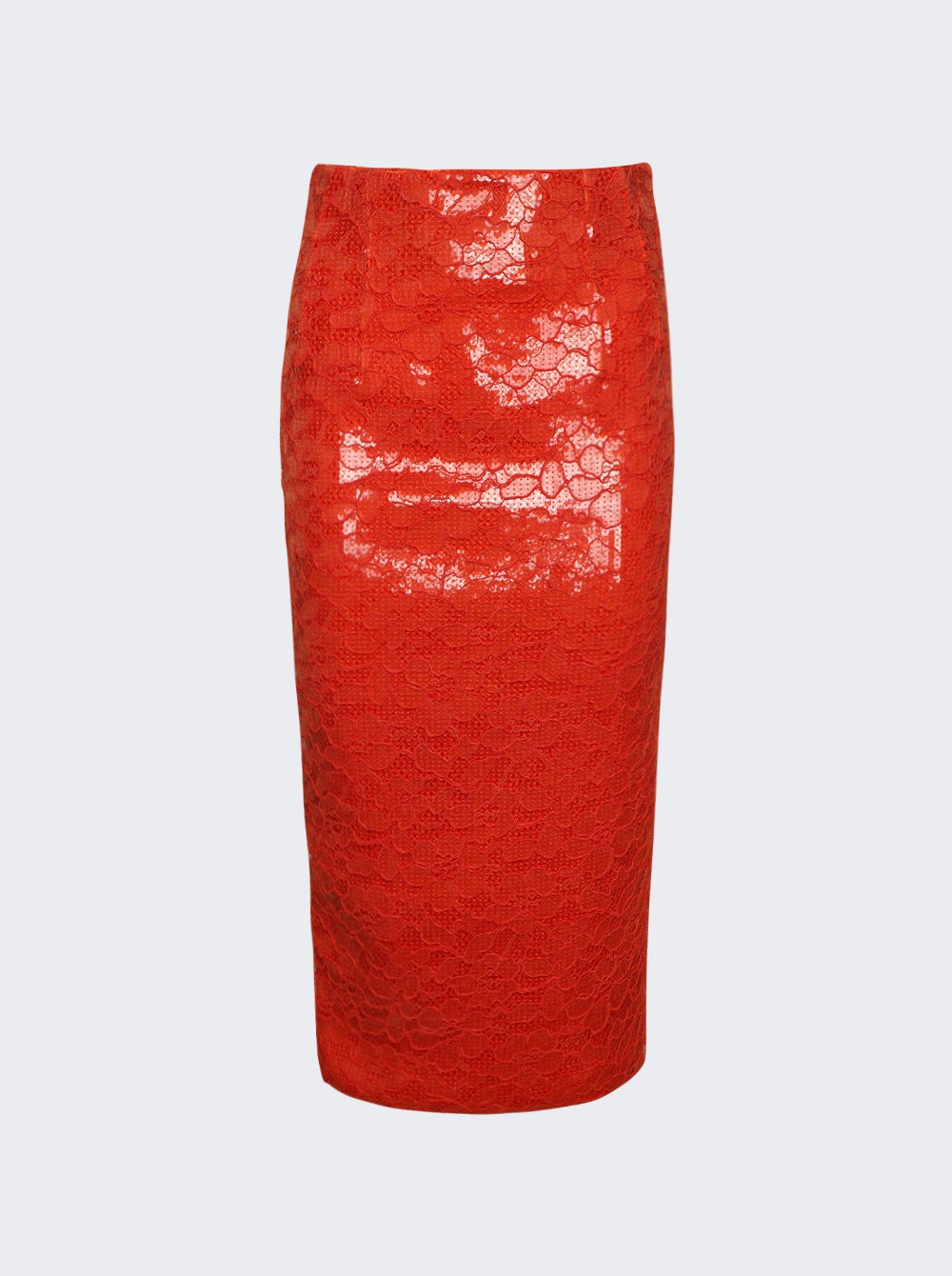 Women | LaQuan Smith | Sequin Lace Pencil Midi Skirt | Orange