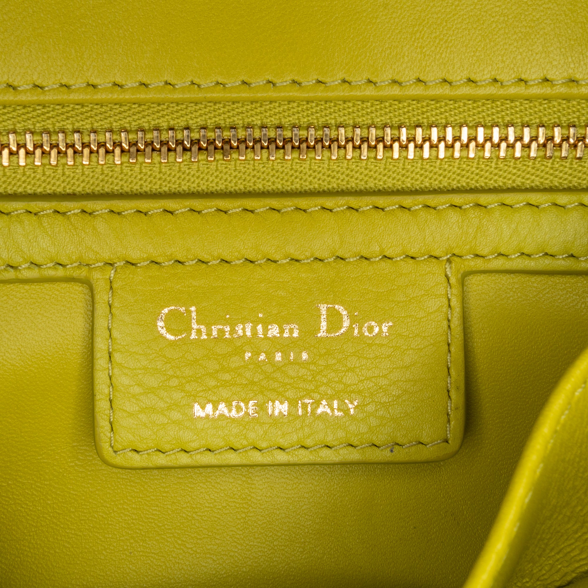 Dior | Pre-Owned Small Calfskin Cannage Caro Bag | Yellow/Neon Yellow