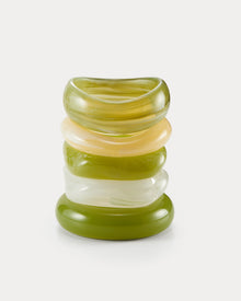 The Formentera Bangle Set | Set of 5 Bangles | Green/Cream/White