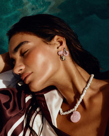 The Rose Quartz Palma Studs | Rose Quartz/Dalamatian Jasper | Silver