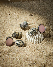 The Rose Quartz Palma Studs | Rose Quartz/Dalamatian Jasper | Silver