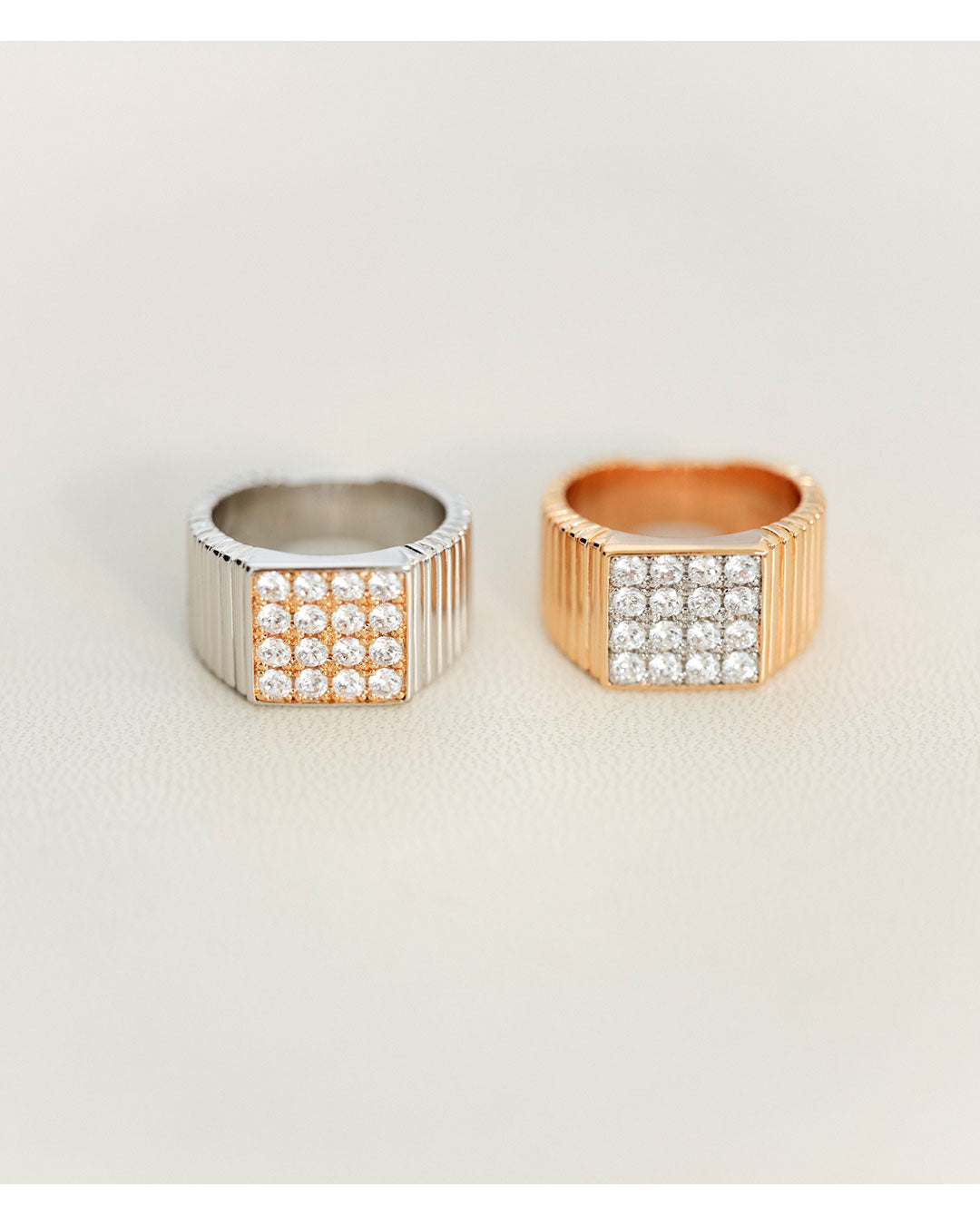 The Pave Square Signet Ring | Cubic Zirconia | Gold