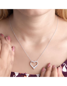 Lab Grown Diamond Heart Necklace in Silver | Silver