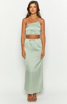 Lala Satin Maxi Skirt | Sage