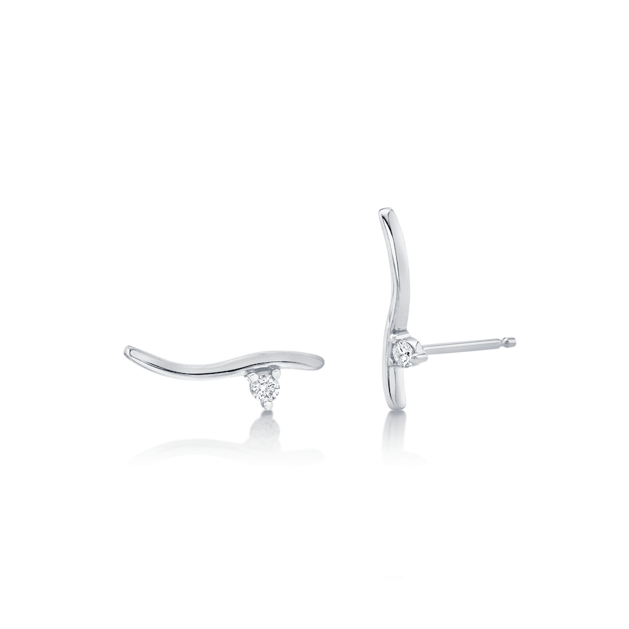 Women | Large Floating Studs | 14k White Gold