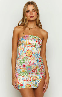 Lauren Strapless Mini Dress | Summer Print