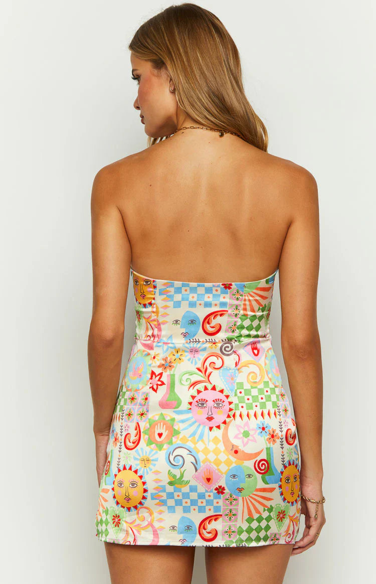 Lauren Strapless Mini Dress | Summer Print