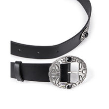 Leather Belt With Metallic Inserts | Women | Black