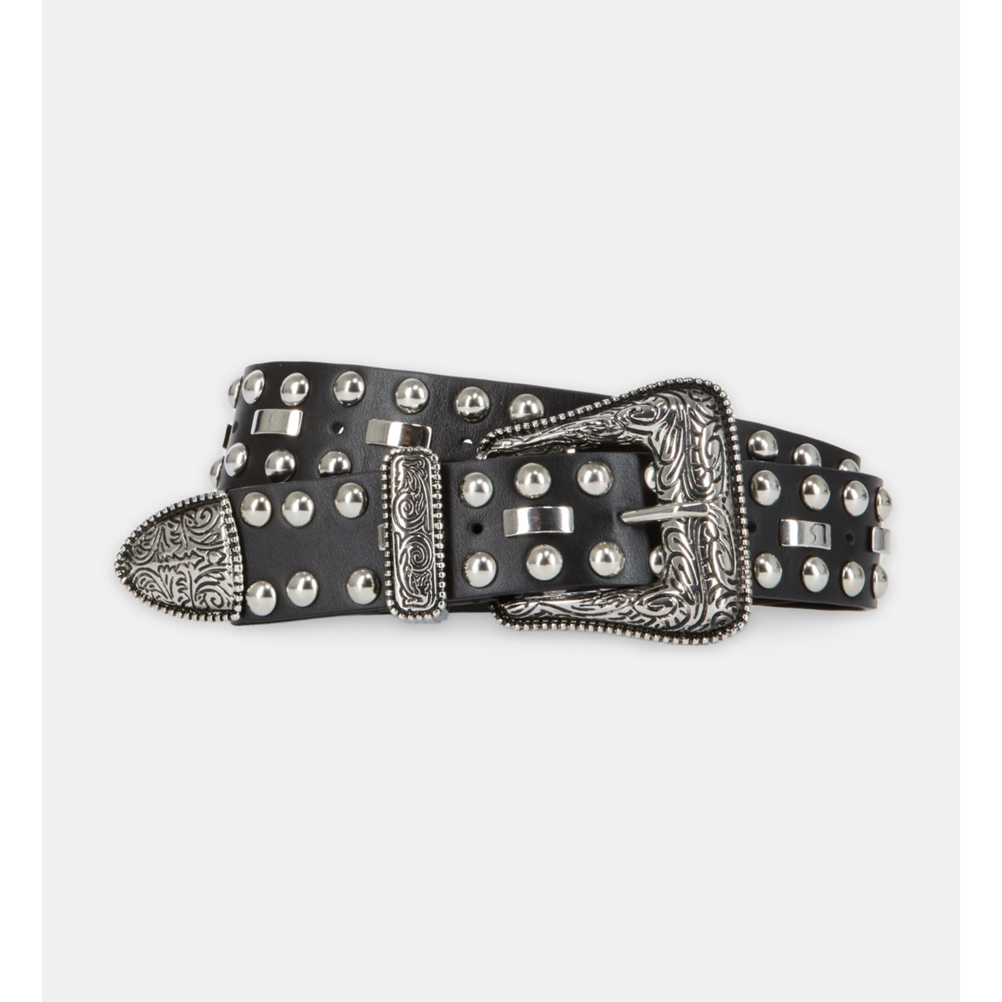 Leather Belt With Studs | Women | Black