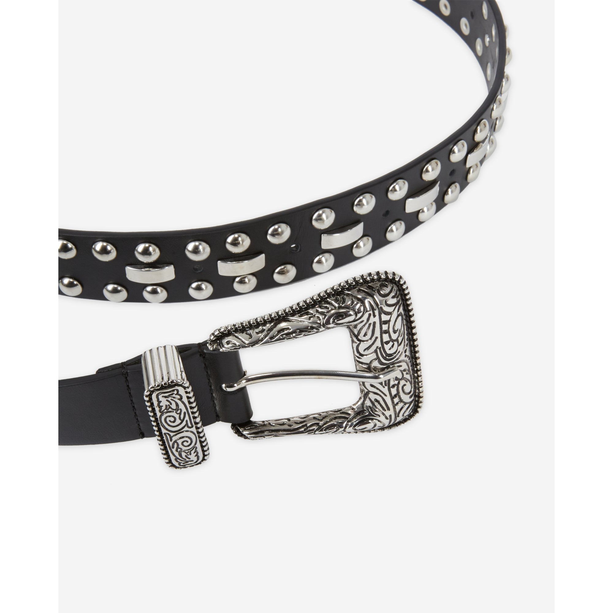 Leather Belt With Studs | Women | Black