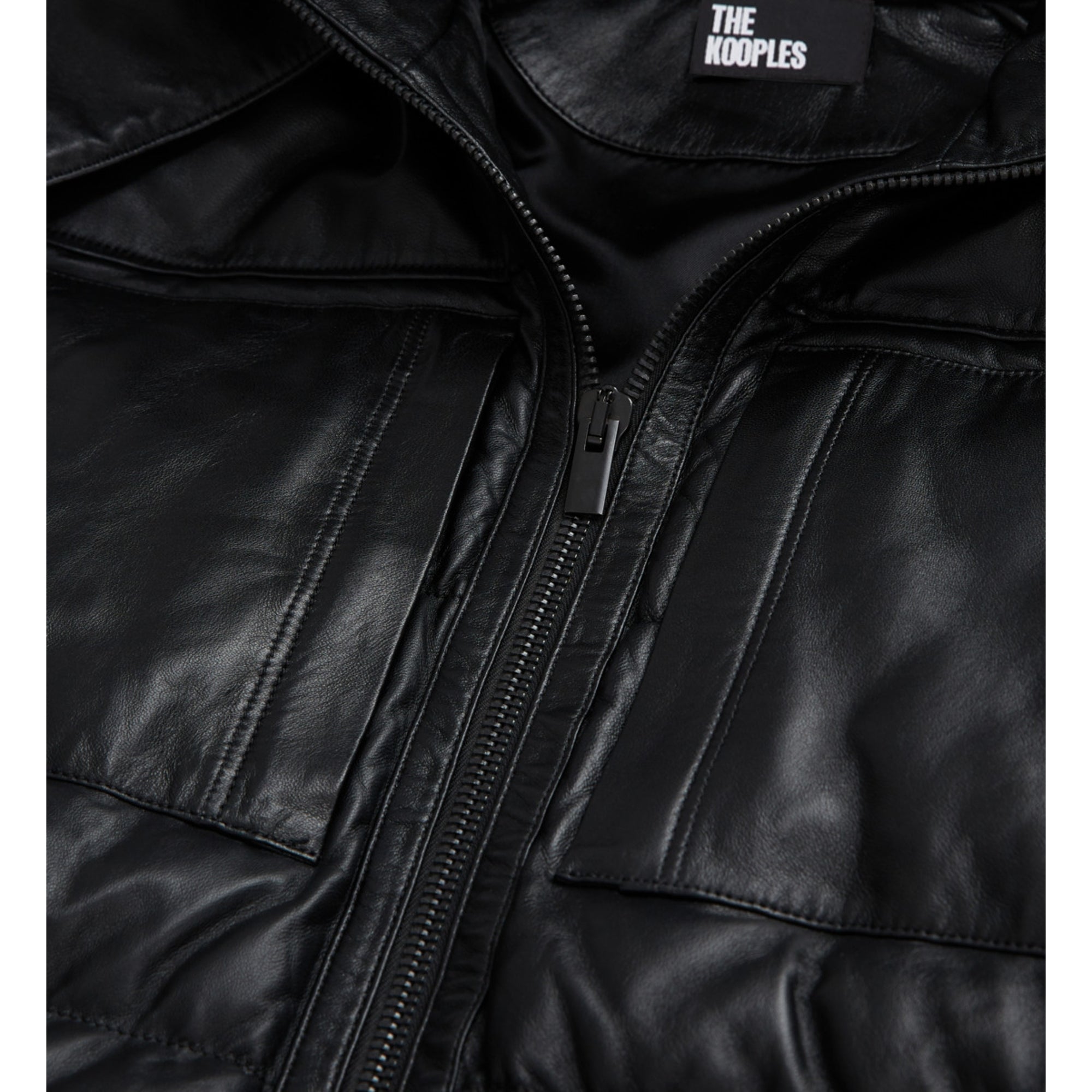 Leather Down Jacket With Straps | Men | Black