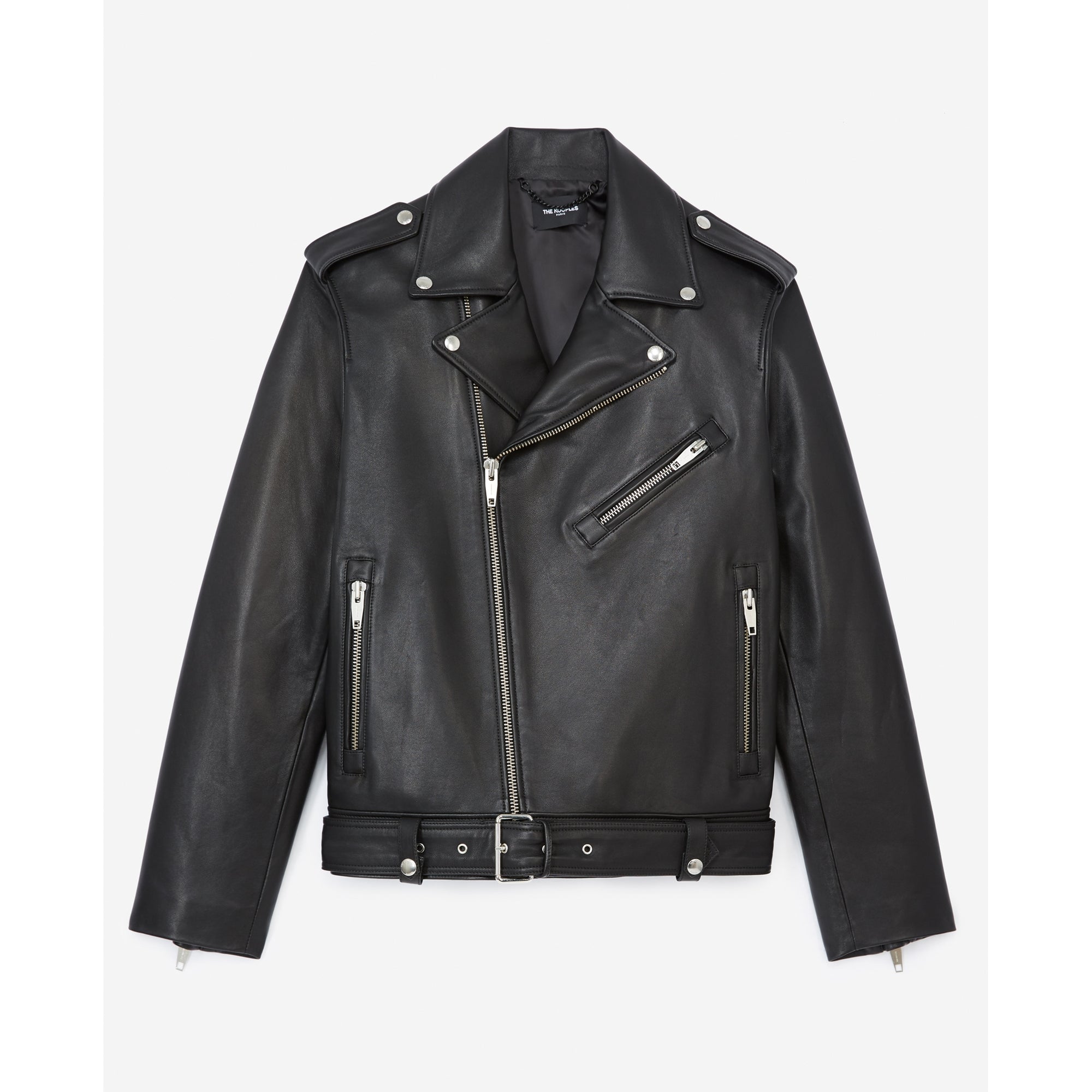 Leather Jacket With Belt And Zipper | Men | Black