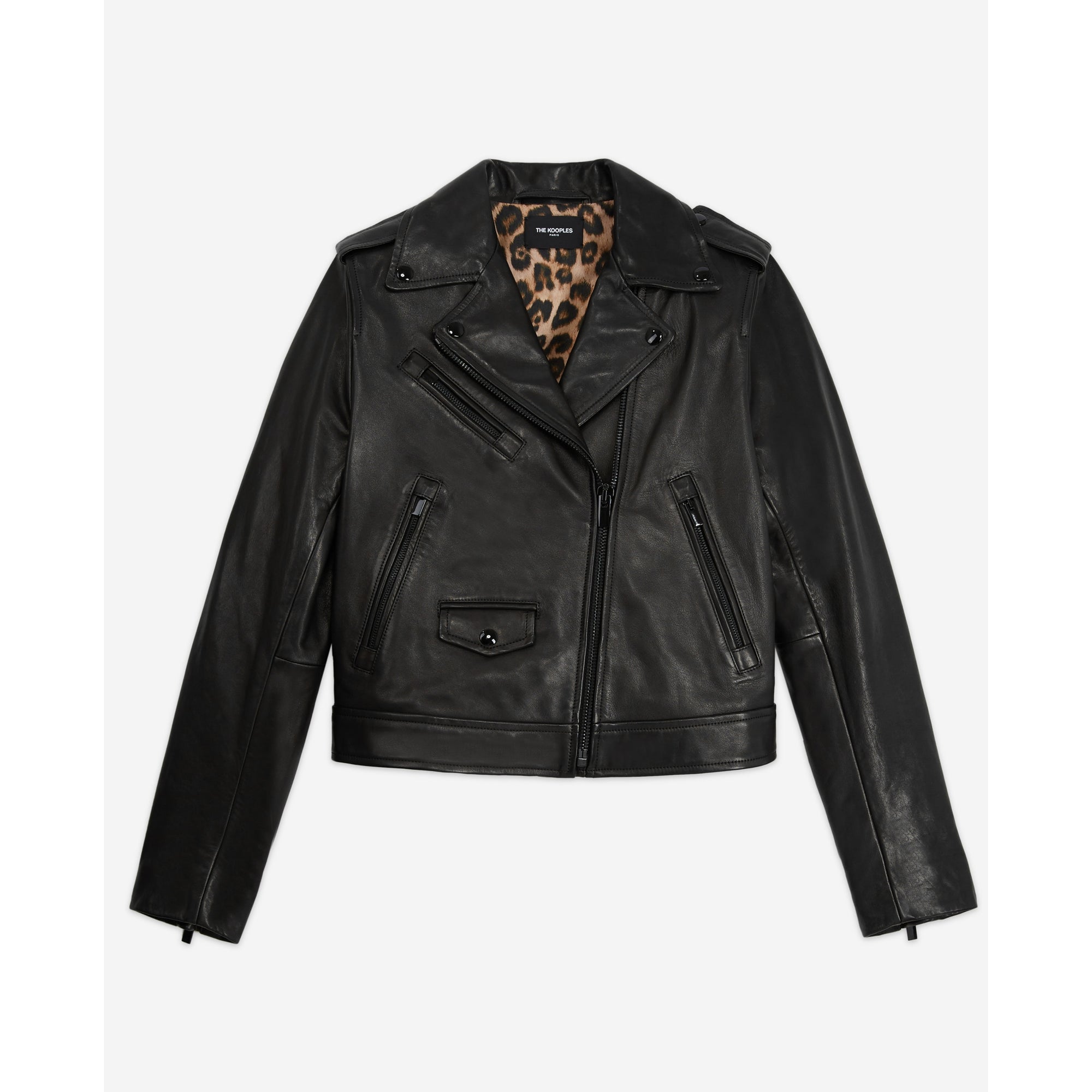 Leather Jacket With Leopard Lining | Women | Black