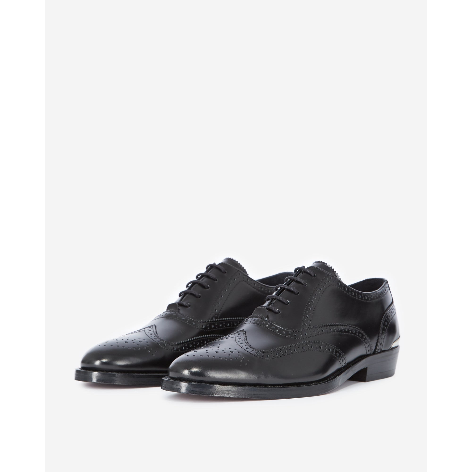 Leather Oxfords With Silver Detail | Women | Black