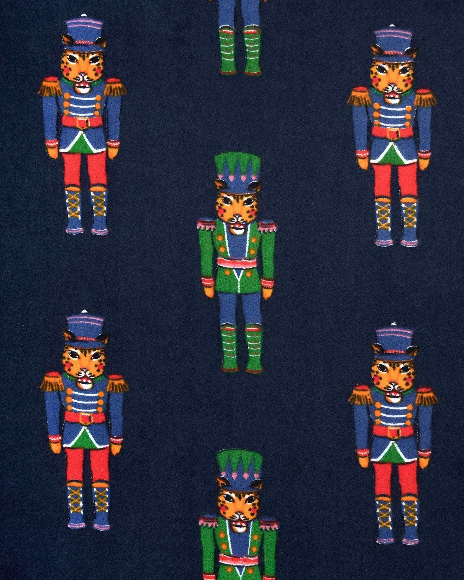 Leopard Nutcrackers - Midweight Flannel Long Robe - Navy - Printfresh