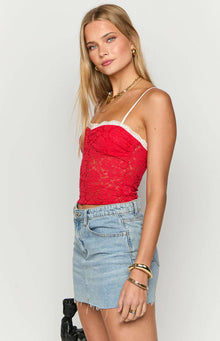 Libby Lace Crop Top | Red