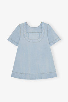 Light Blue A line Mini Denim Dress | Soft Chambray