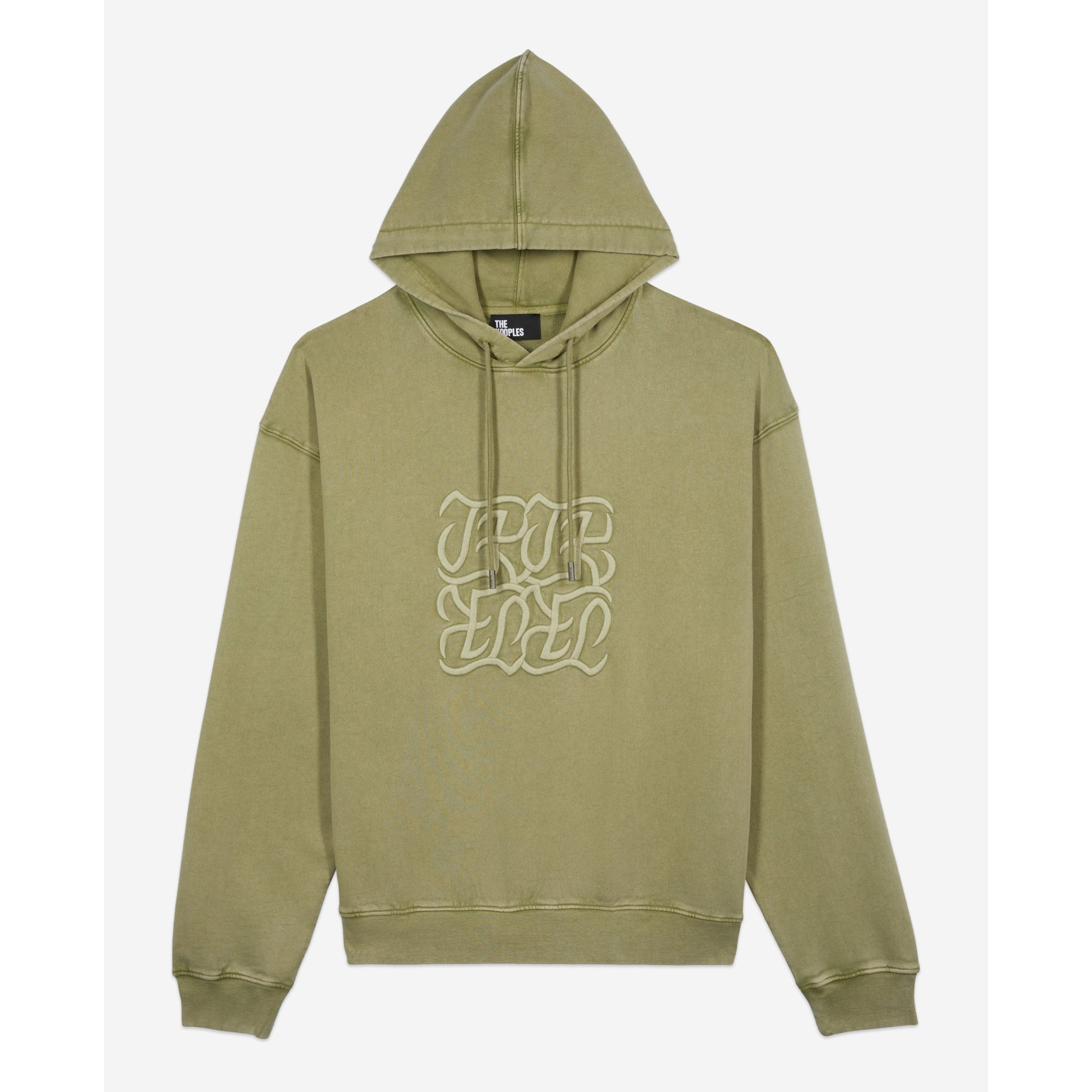 Light Green Hoodie With Logo Embroidery | Men | Khaki Grey