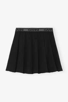 Light Twill Pleated Mini Skirt | Black
