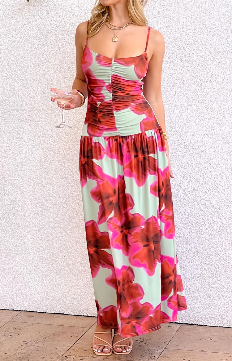 Lilliana Floral Print Maxi Dress | Green