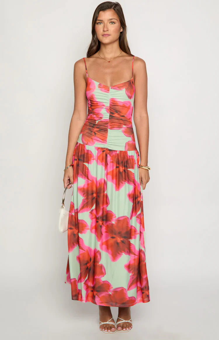Lilliana Floral Print Maxi Dress | Green