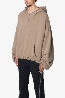 Lined Baggy 3 x 4 Zip Hoodie | Washed Earth