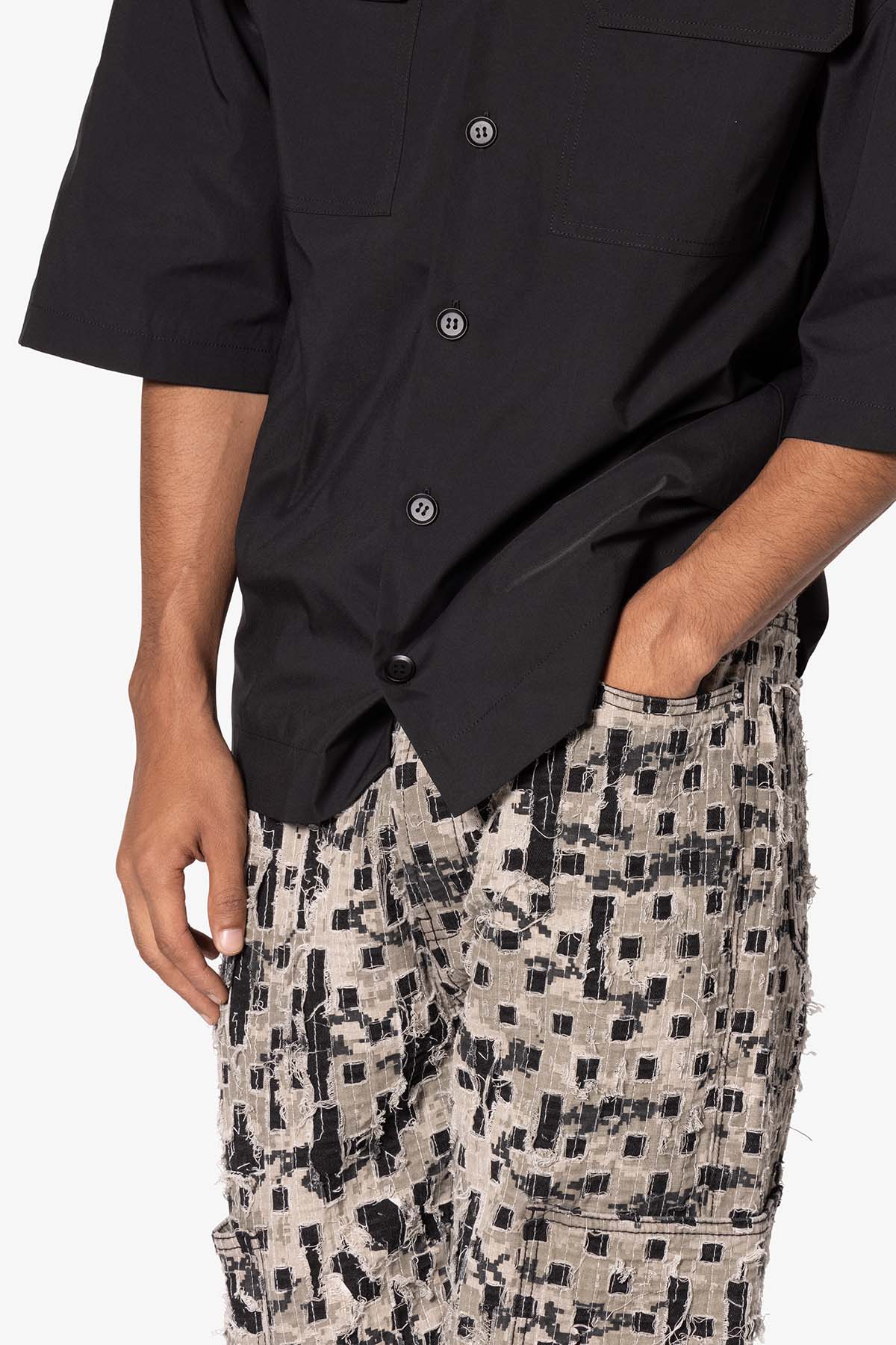 Lined Woven Nylon Shirt | Black