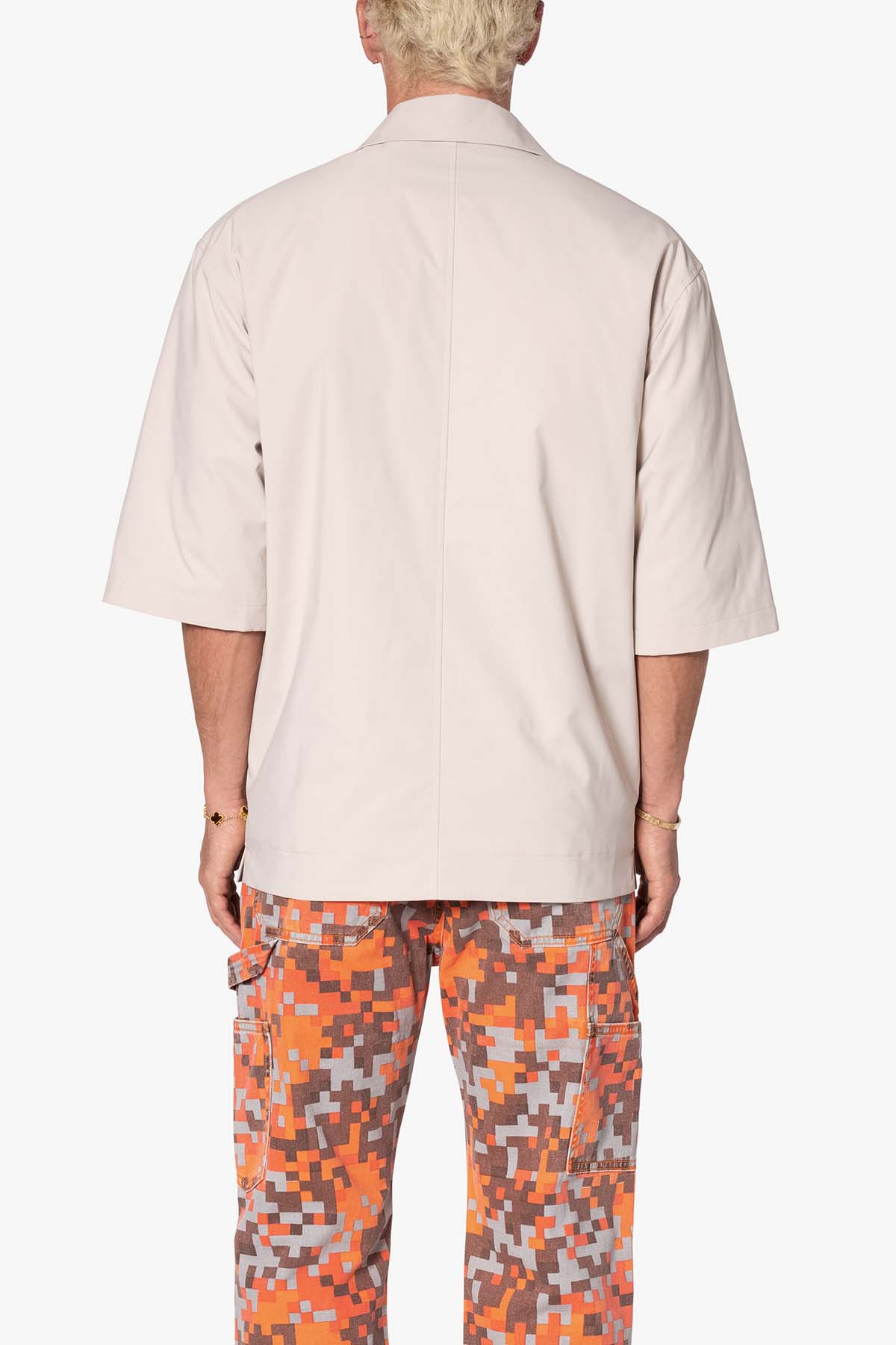 Lined Woven Nylon Shirt | Stone