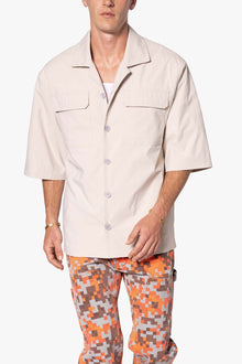 Lined Woven Nylon Shirt | Stone