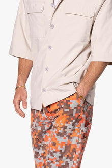 Lined Woven Nylon Shirt | Stone