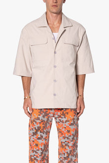 Lined Woven Nylon Shirt | Stone