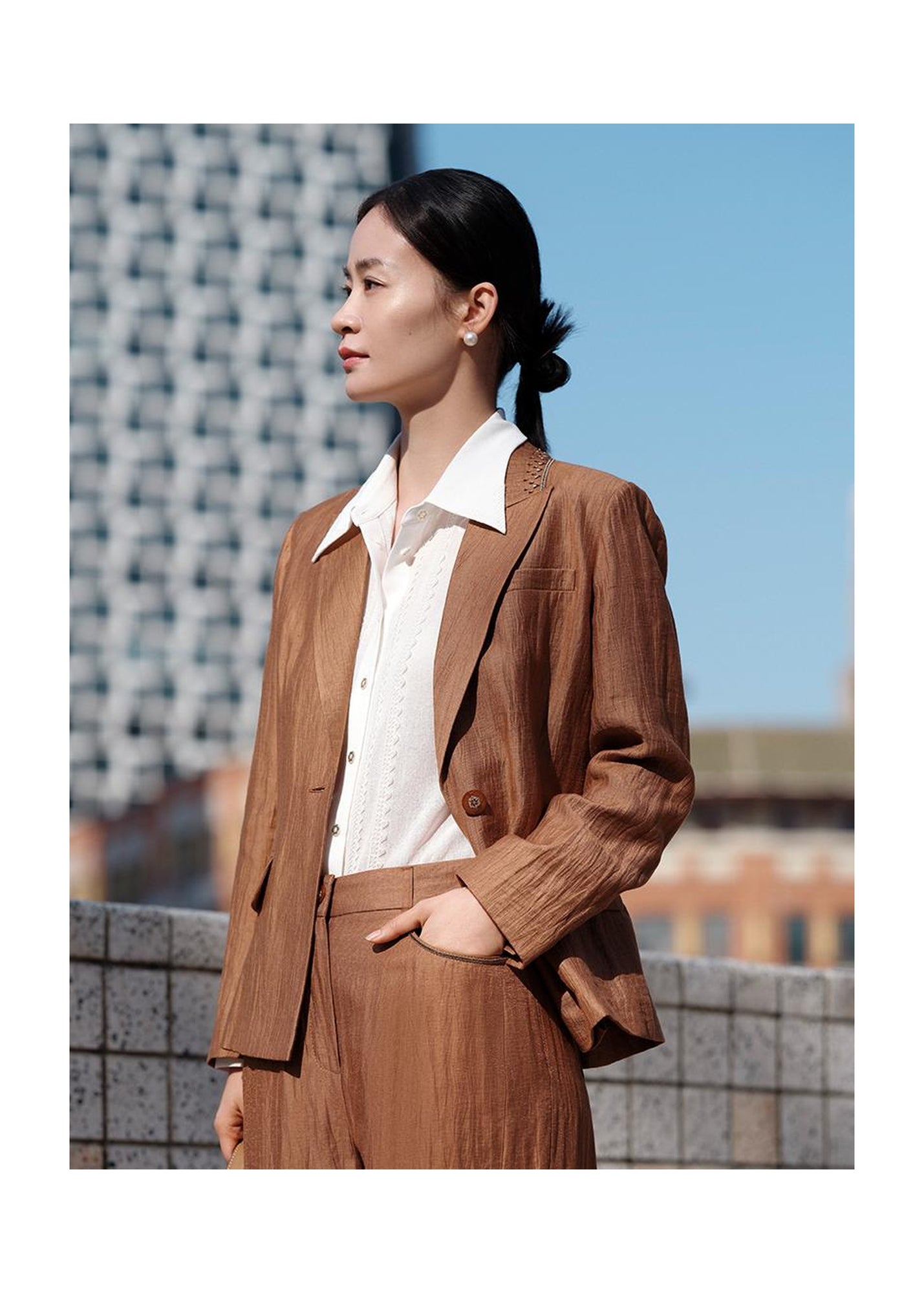 Linen Blazer | Brown
