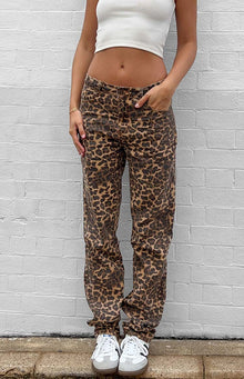 Lioness Carmela Straight Leg Jeans | Leopard Print