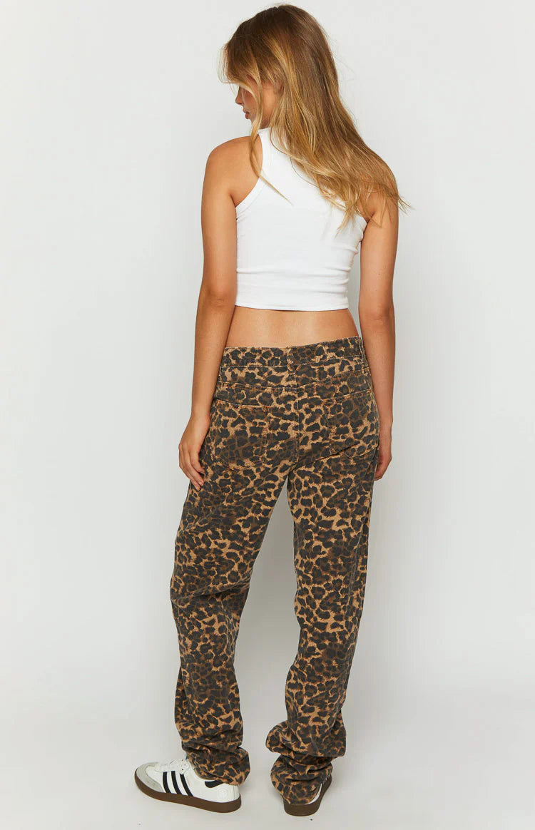 Lioness Carmela Straight Leg Jeans | Leopard Print