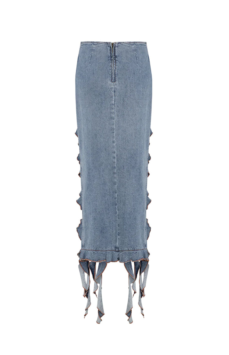 Lioness Rendezvous Maxi Skirt | Faded Denim
