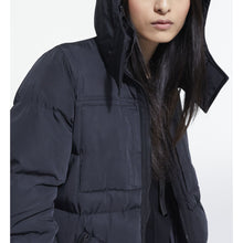 Long Down Jacket With Straps And Logo | Women | Black