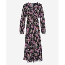 Long Floral Print Dress | Women | Black x Purple