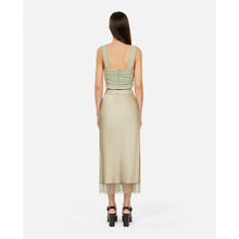 Long Light Green Skirt With Lace | Women | Khaki Grey