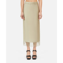 Long Light Green Skirt With Lace | Women | Khaki Grey