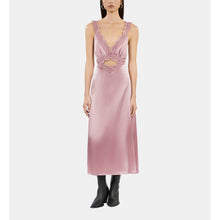 Long Lilac Slip Dress With Guipure | Women | Pink Wood